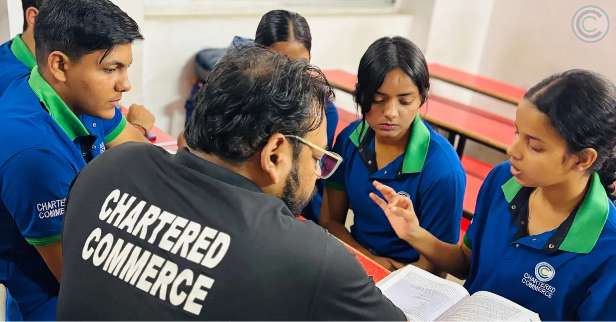 Students attending a doubt solving class at Chartered Commerce in Patna